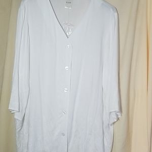 BLAIR XL WHITE  BUTTON  DOWN BLOUSE WITH EMBROIDER